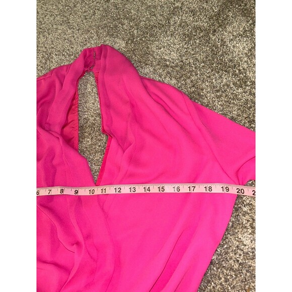 Superdown Hot Pink Long Sleeve Romper Deep V Festival Concert M - Picture 4 of 6